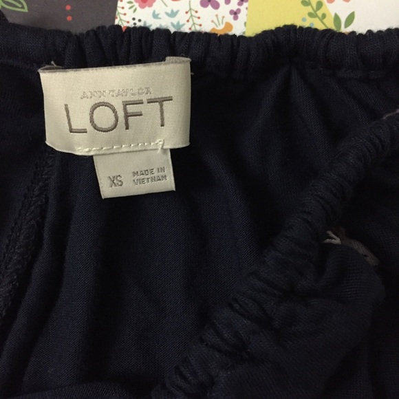 LOFT XS floral pink+blue soft dolman tee. - Picture 4 of 7